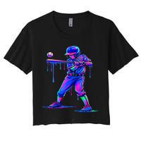 Ice Cream Drip Baseball Melting Bat Player Crop Top