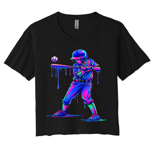 Ice Cream Drip Baseball Melting Bat Player Crop Top