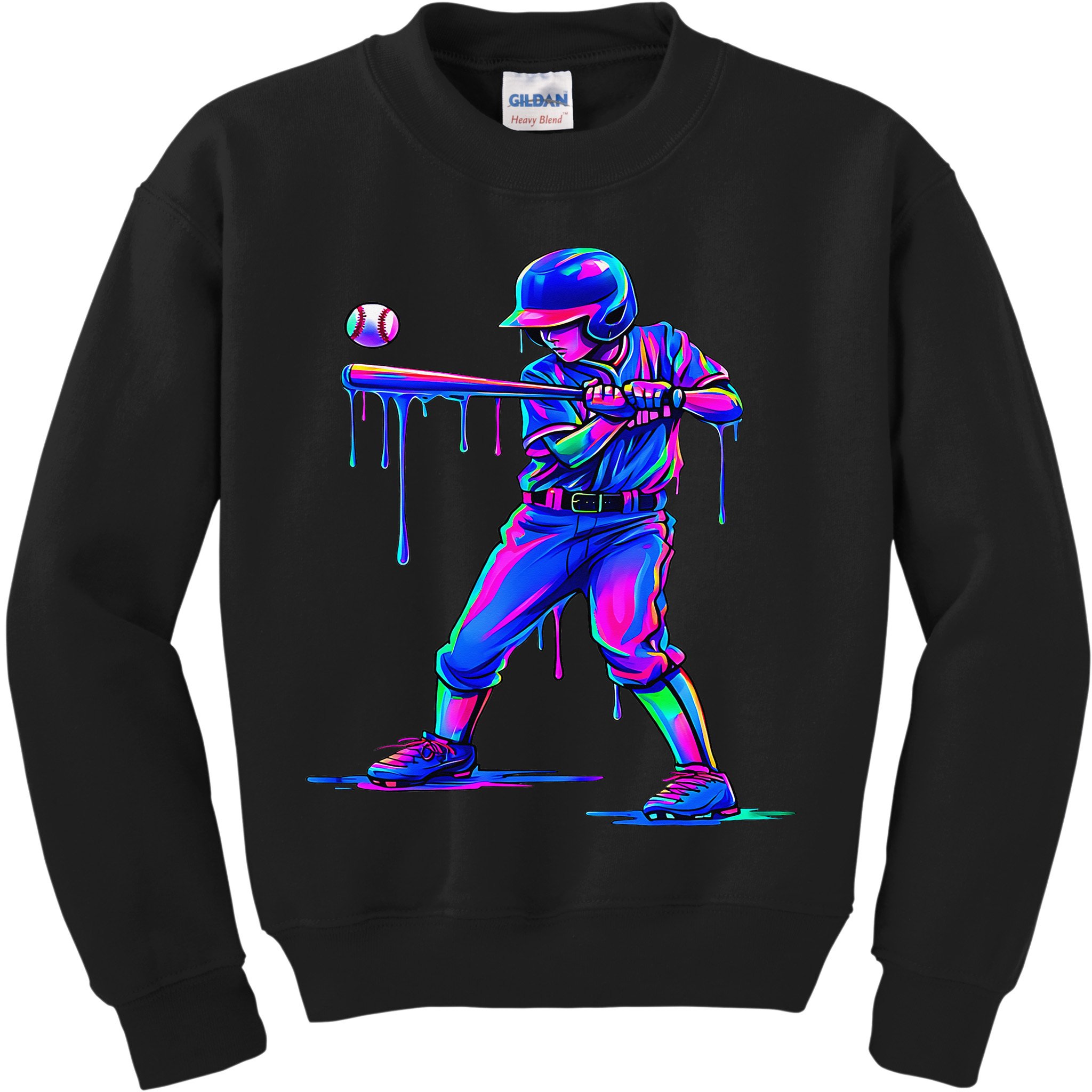 Ice Cream Drip Baseball Melting Bat Player Kids Sweatshirt