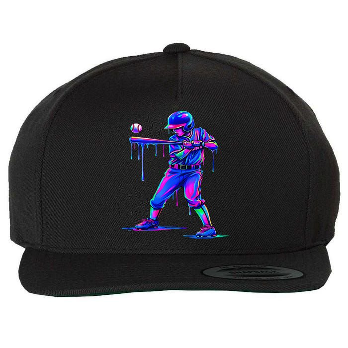 Ice Cream Drip Baseball Melting Bat Player Wool Snapback Cap