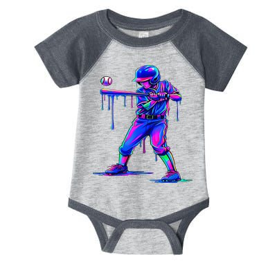 Ice Cream Drip Baseball Melting Bat Player Infant Baby Jersey Bodysuit