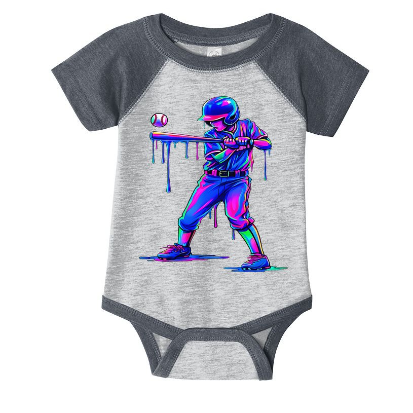 Ice Cream Drip Baseball Melting Bat Player Infant Baby Jersey Bodysuit