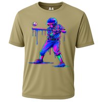 Ice Cream Drip Baseball Melting Bat Player Cooling Performance Crew T-Shirt