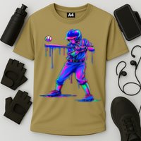 Ice Cream Drip Baseball Melting Bat Player Cooling Performance Crew T-Shirt