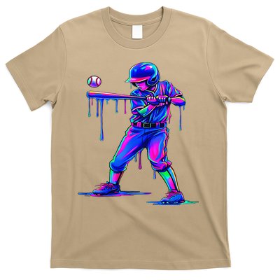 Ice Cream Drip Baseball Melting Bat Player T-Shirt