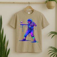 Ice Cream Drip Baseball Melting Bat Player T-Shirt