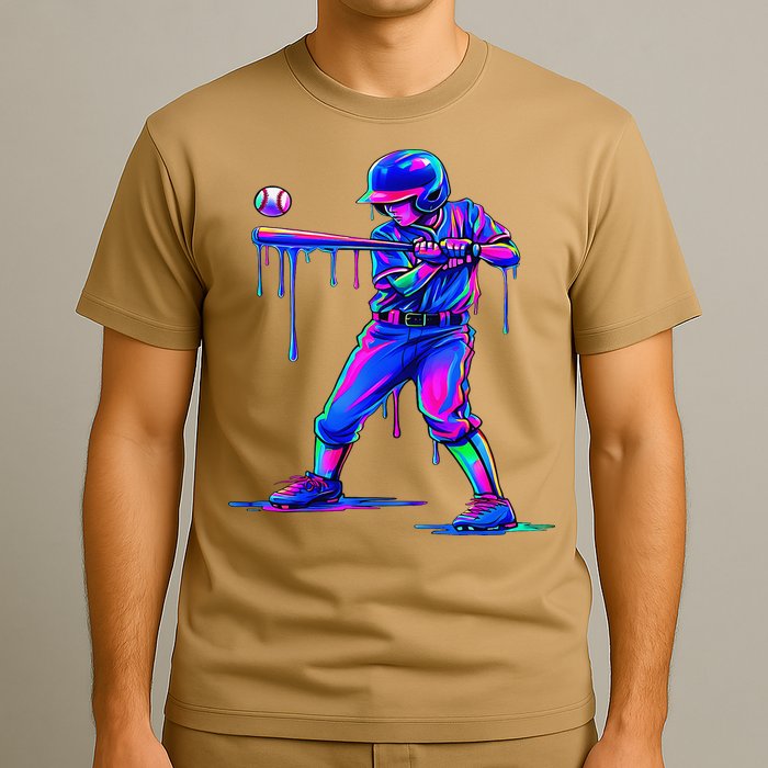 Ice Cream Drip Baseball Melting Bat Player T-Shirt