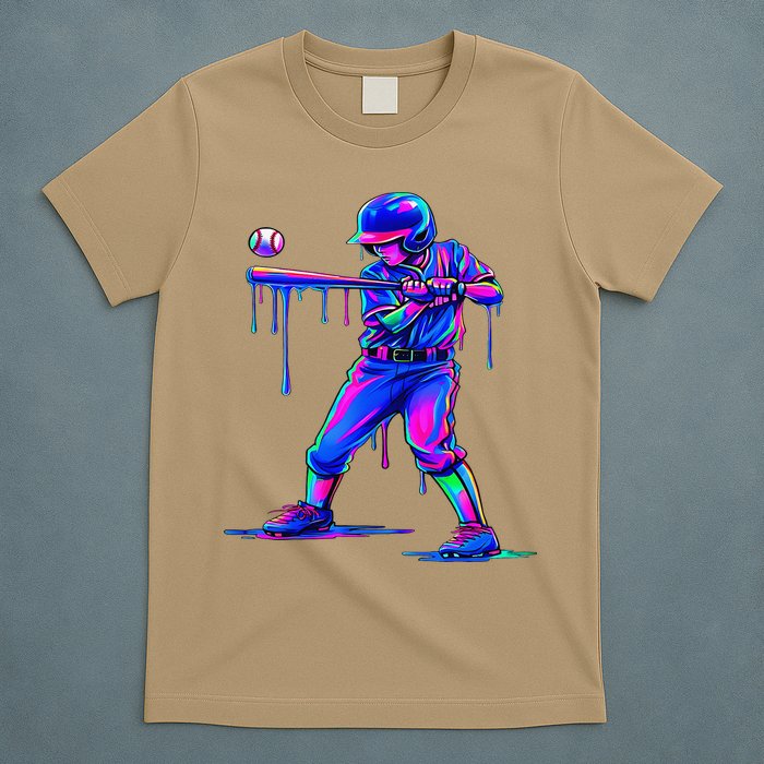 Ice Cream Drip Baseball Melting Bat Player T-Shirt