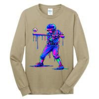 Ice Cream Drip Baseball Melting Bat Player Tall Long Sleeve T-Shirt