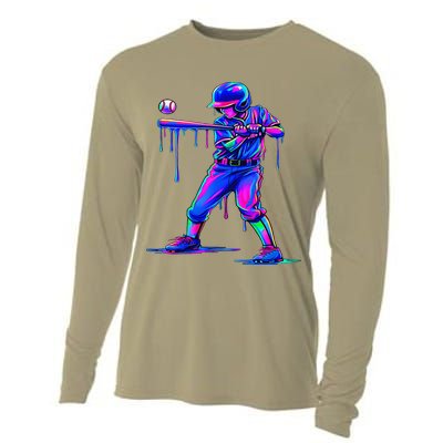 Ice Cream Drip Baseball Melting Bat Player Cooling Performance Long Sleeve Crew