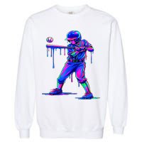 Ice Cream Drip Baseball Melting Bat Player Garment-Dyed Sweatshirt