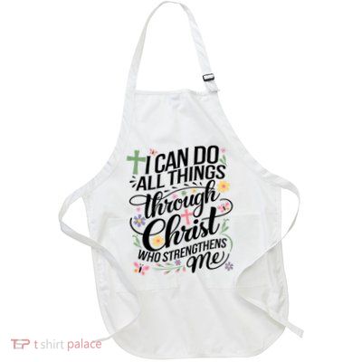 I Can Do All Things Through Christ Religious Christian Faith Full-Length Apron With Pockets