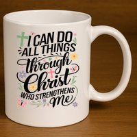 I Can Do All Things Through Christ Religious Christian Faith 11oz C Handle Ceramic Mug