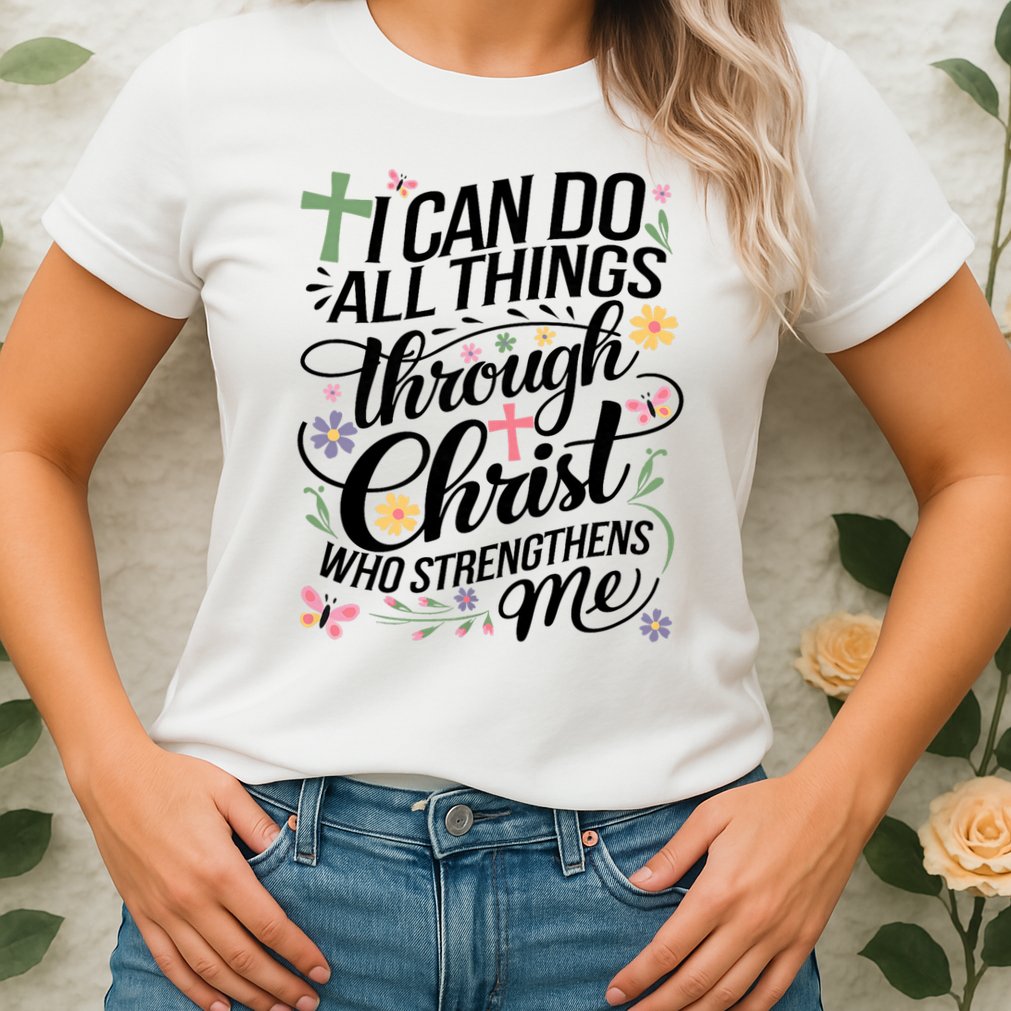 I Can Do All Things Through Christ Religious Christian Faith Womens T-Shirt