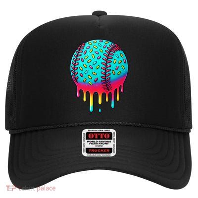 Ice Cream Drip Baseball Stuff Baseball High Crown Mesh Back Trucker Hat