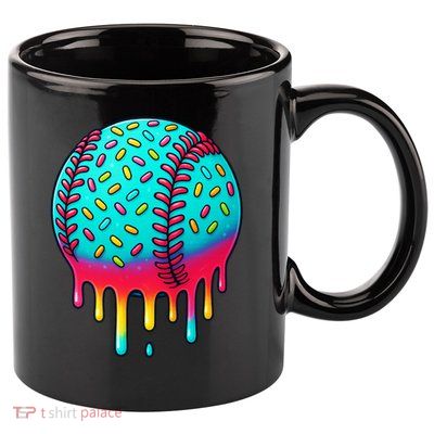 Ice Cream Drip Baseball Stuff Baseball 11oz C Handle Ceramic Mug
