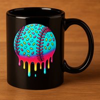 Ice Cream Drip Baseball Stuff Baseball 11oz C Handle Ceramic Mug