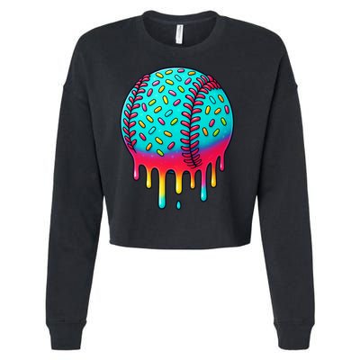 Ice Cream Drip Baseball Stuff Baseball Cropped Pullover Crew