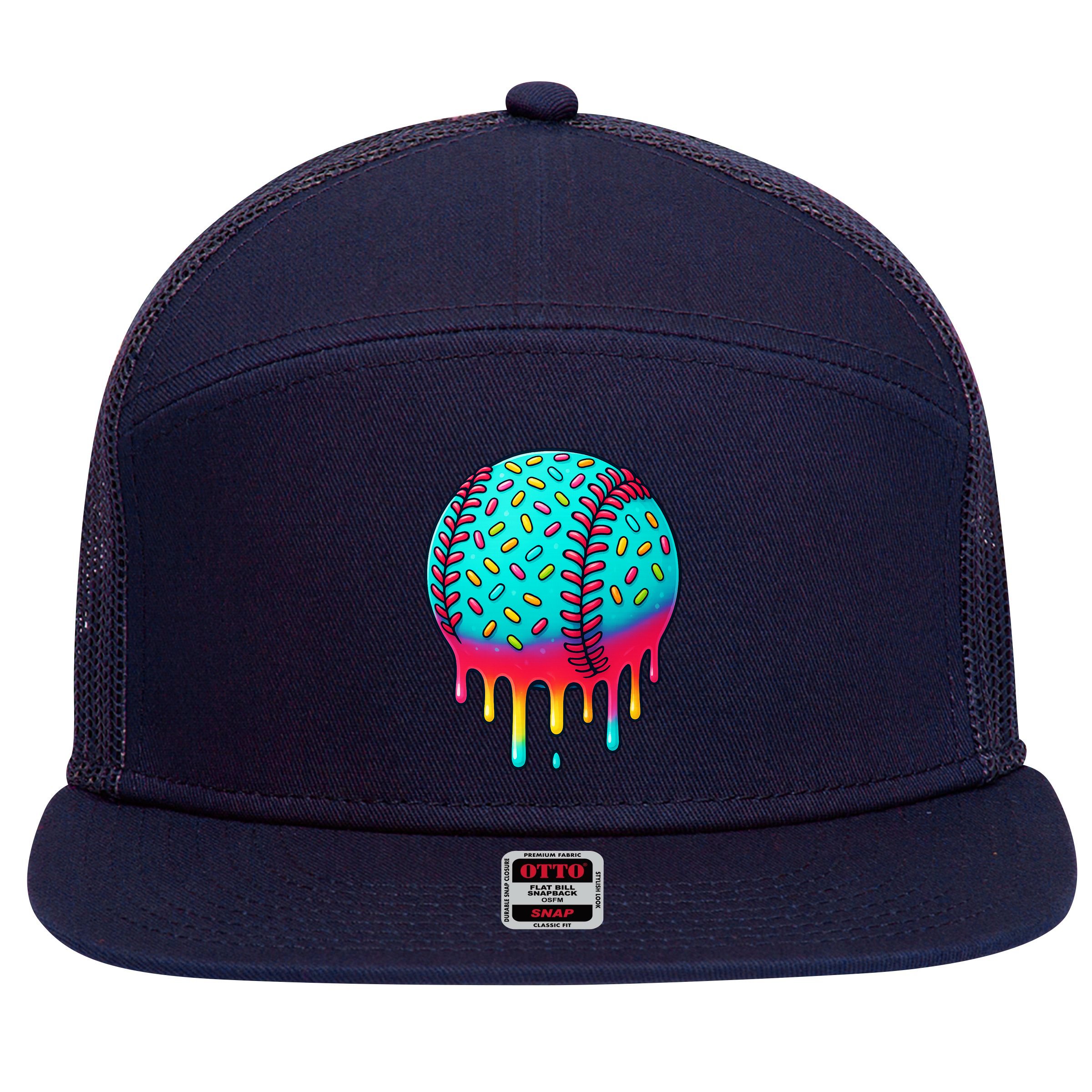 Ice Cream Drip Baseball Stuff Baseball 7 Panel Mesh Trucker Snapback Hat