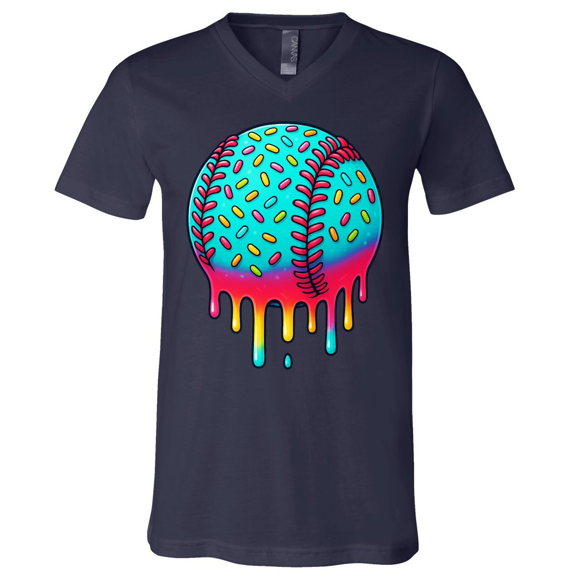 Ice Cream Drip Baseball Stuff Baseball V-Neck T-Shirt