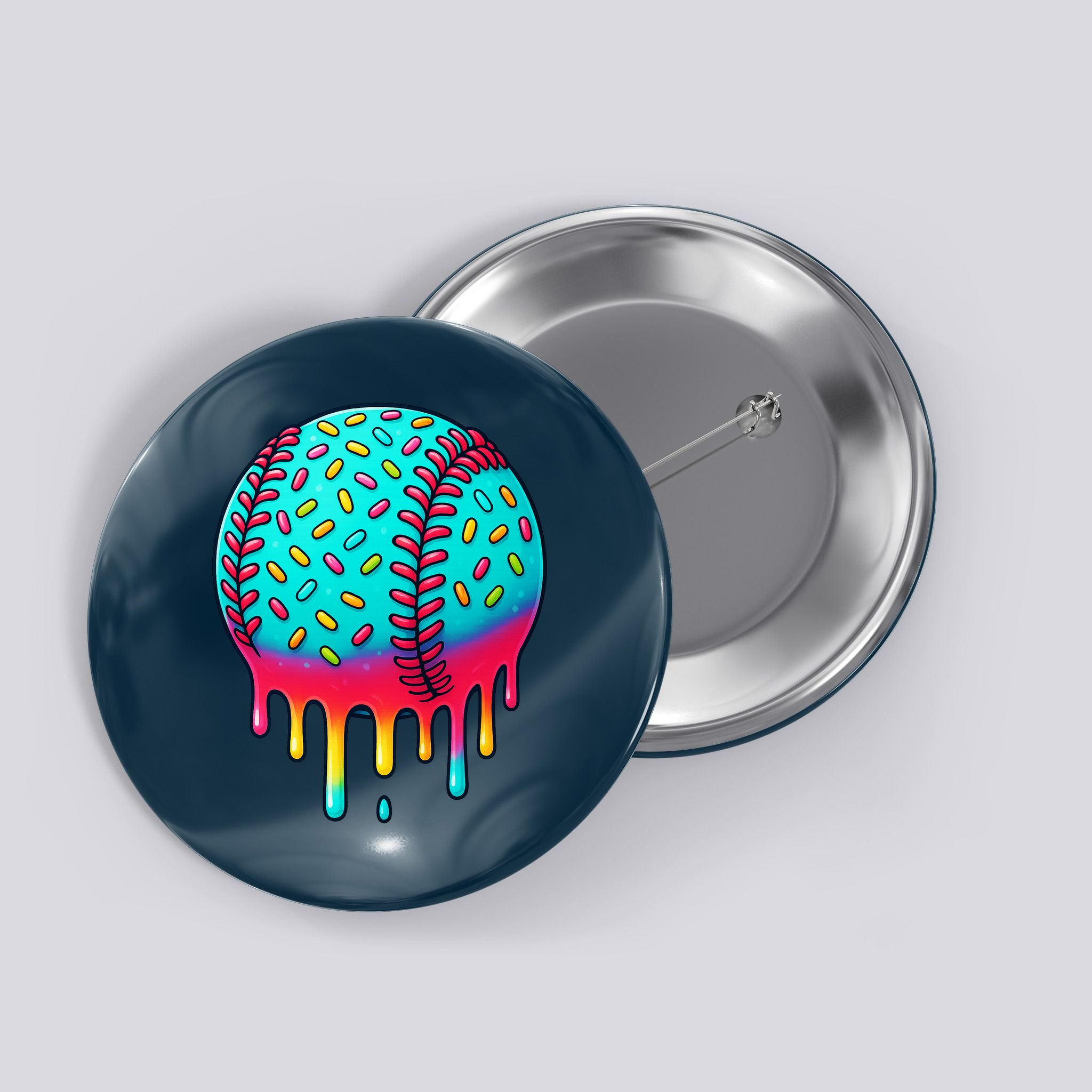 Ice Cream Drip Baseball Stuff Baseball Button