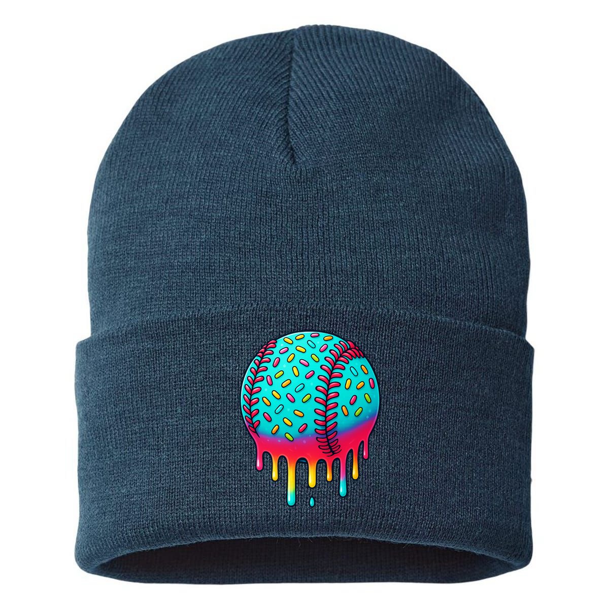 Ice Cream Drip Baseball Stuff Baseball Sustainable Knit Beanie