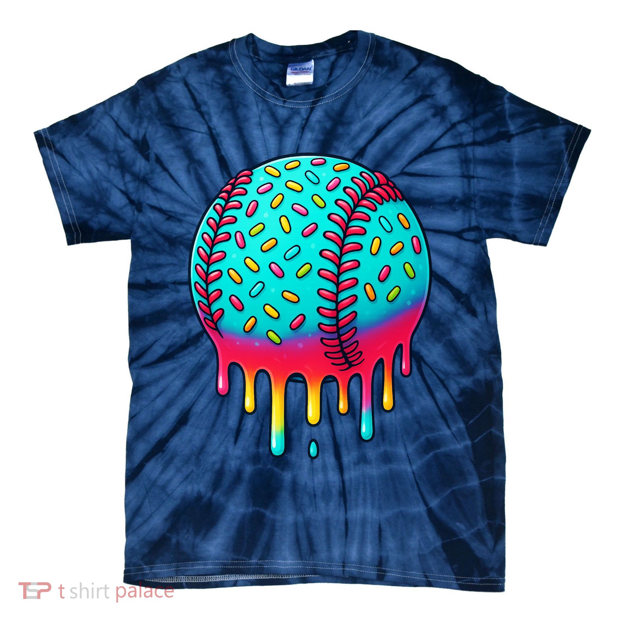 Ice Cream Drip Baseball Stuff Baseball Tie-Dye T-Shirt