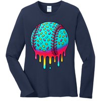 Ice Cream Drip Baseball Stuff Baseball Ladies Long Sleeve Shirt