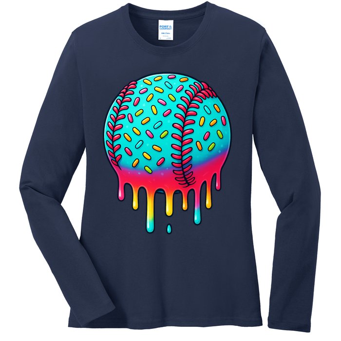 Ice Cream Drip Baseball Stuff Baseball Ladies Long Sleeve Shirt