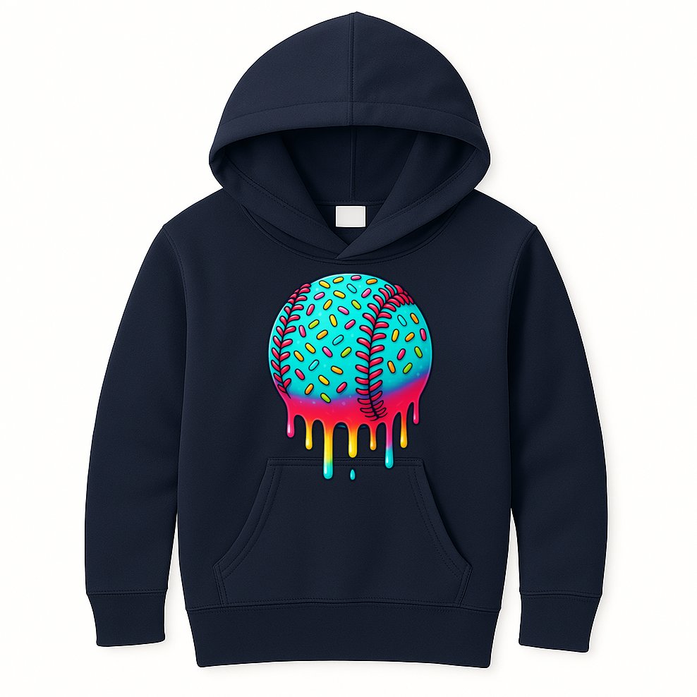 Ice Cream Drip Baseball Stuff Baseball Kids Hoodie
