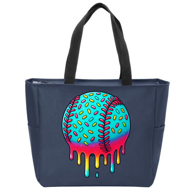 Ice Cream Drip Baseball Stuff Baseball Zip Tote Bag