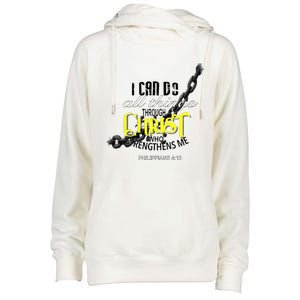 I Can Do All Things Through Christ Philippians 413 Bible Womens Funnel Neck Pullover Hood