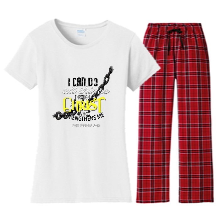 I Can Do All Things Through Christ Philippians 413 Bible Women's Flannel Pajama Set