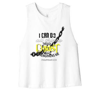 I Can Do All Things Through Christ Philippians 413 Bible Women's Racerback Cropped Tank