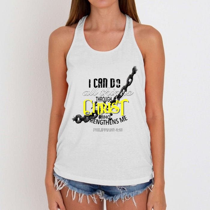 I Can Do All Things Through Christ Philippians 413 Bible Women's Knotted Racerback Tank