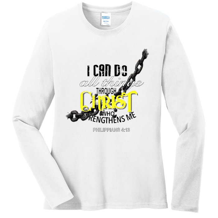 I Can Do All Things Through Christ Philippians 413 Bible Ladies Long Sleeve Shirt