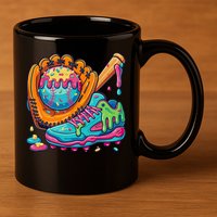 Ice Cream Drip Baseball Stuff Baseball Drip 11oz C Handle Ceramic Mug