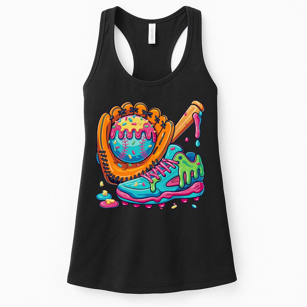 Ice Cream Drip Baseball Stuff Baseball Drip Womens Tank Top