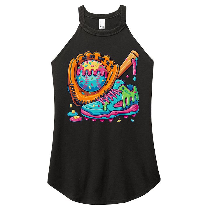 Ice Cream Drip Baseball Stuff Baseball Drip Women's Perfect Tri Rocker Tank