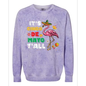 It's Cinco De Mayo Y'all Funny Flamingo Cinco De Mayo Colorblast Crewneck Sweatshirt