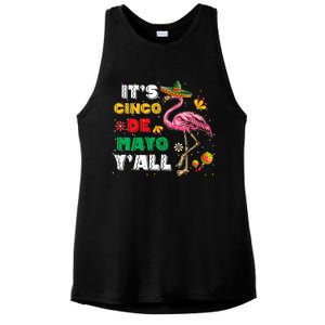 It's Cinco De Mayo Y'all Funny Flamingo Cinco De Mayo Ladies PosiCharge Tri-Blend Wicking Tank