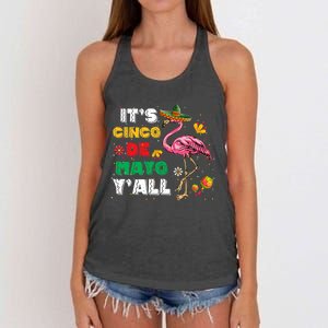 It's Cinco De Mayo Y'all Funny Flamingo Cinco De Mayo Women's Knotted Racerback Tank