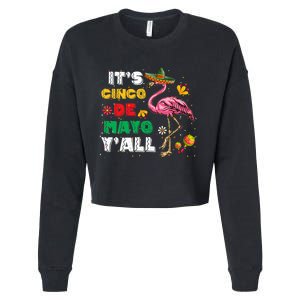 It's Cinco De Mayo Y'all Funny Flamingo Cinco De Mayo Cropped Pullover Crew