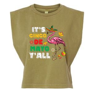 It's Cinco De Mayo Y'all Funny Flamingo Cinco De Mayo Garment-Dyed Women's Muscle Tee