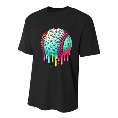 Ice Cream Drip Baseball Stuff Baseball Drip Youth Performance Sprint T-Shirt