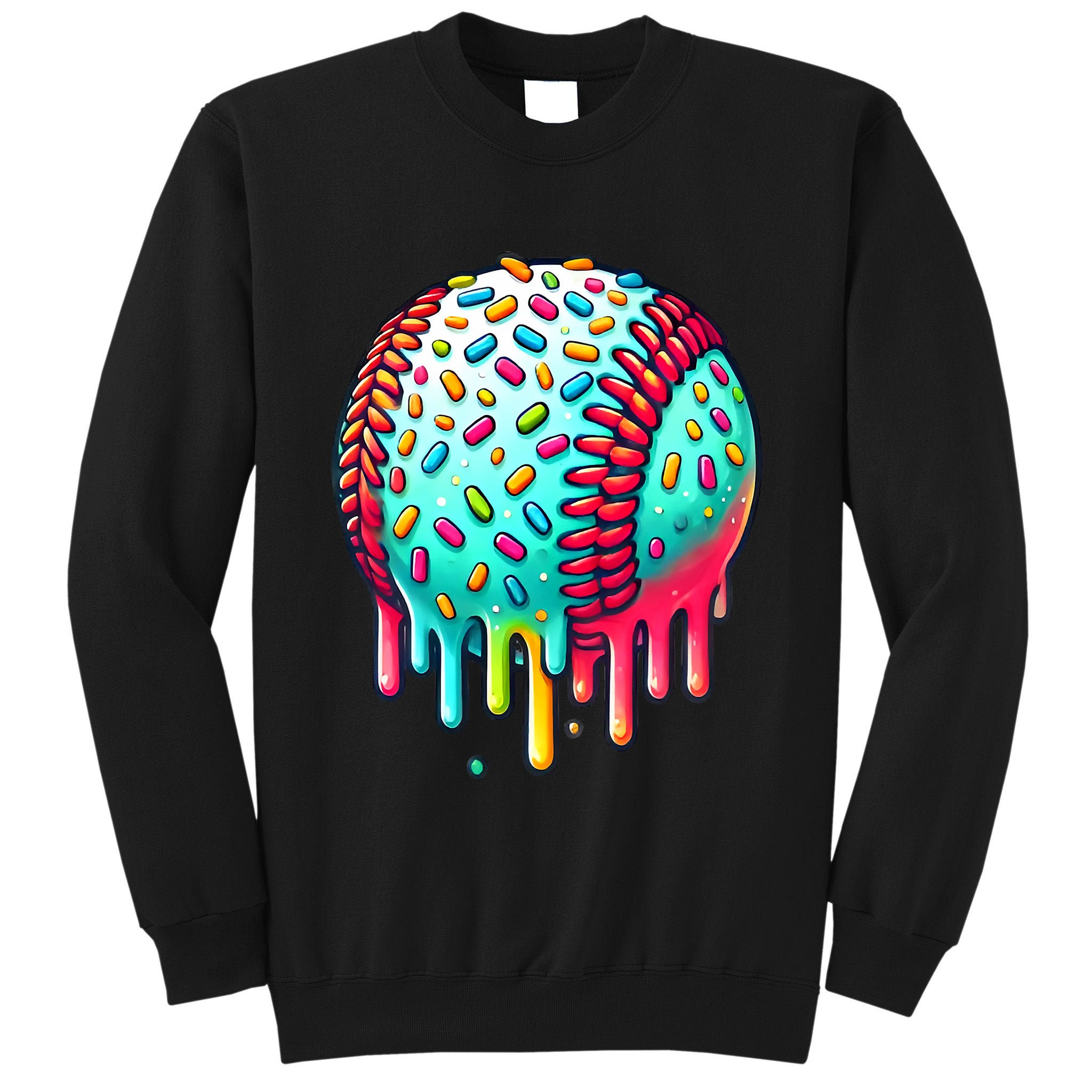 Ice Cream Drip Baseball Stuff Baseball Drip Tall Sweatshirt