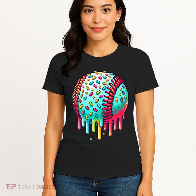 Ice Cream Drip Baseball Stuff Baseball Drip Womens T-Shirt