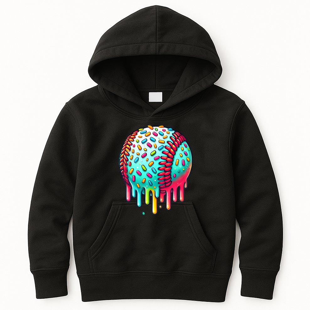 Ice Cream Drip Baseball Stuff Baseball Drip Kids Hoodie