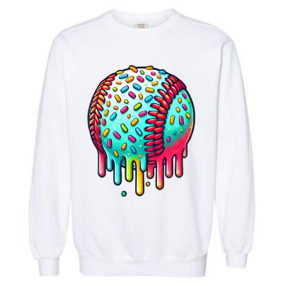 Ice Cream Drip Baseball Stuff Baseball Drip Garment-Dyed Sweatshirt
