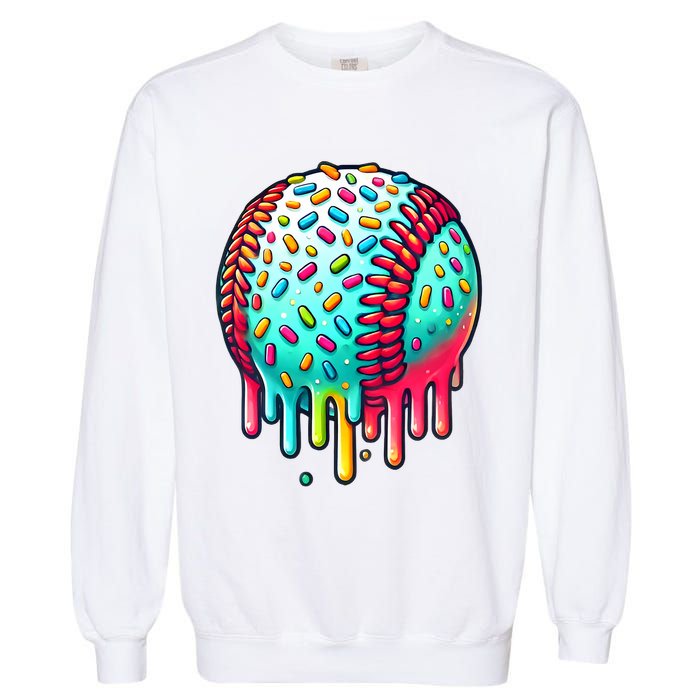 Ice Cream Drip Baseball Stuff Baseball Drip Garment-Dyed Sweatshirt